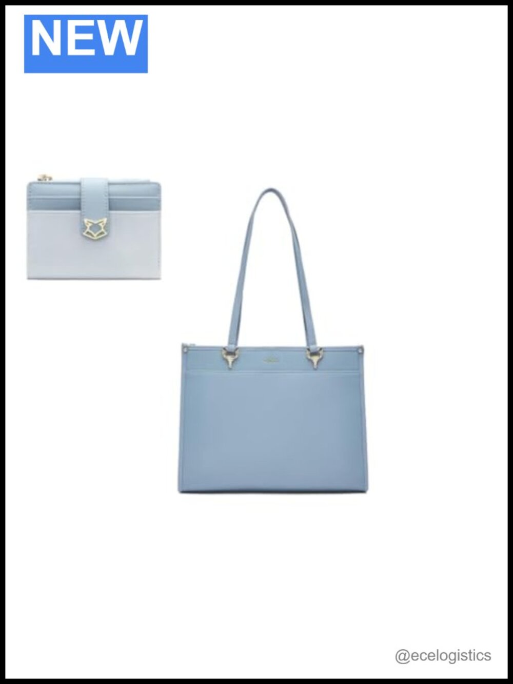 Genuine Leather Tote Bag for Women with Matching Small Wallet